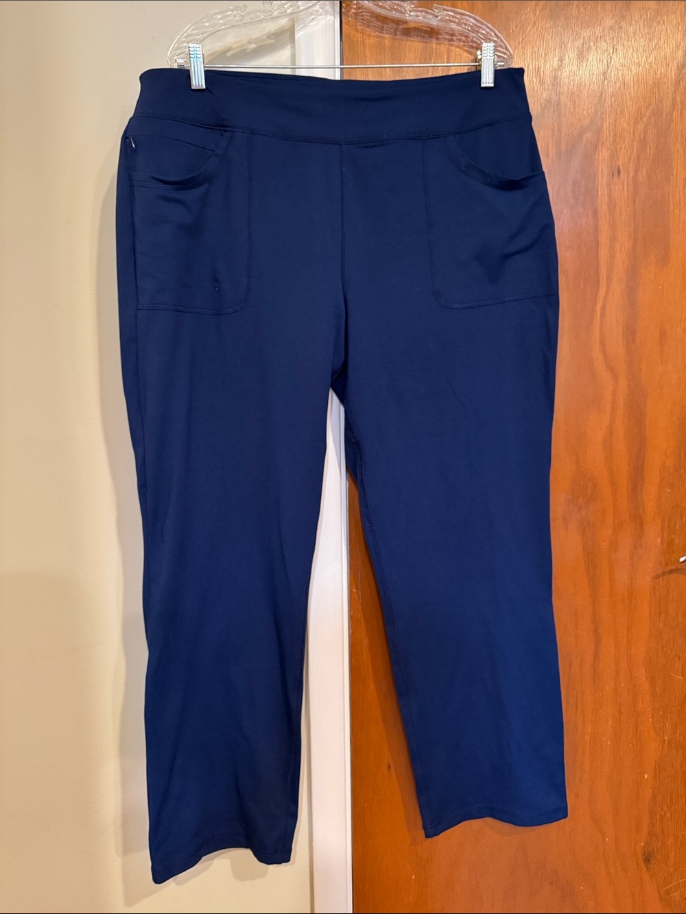 Lands' End Navy Pull-On Knit Pants with Front Pockets